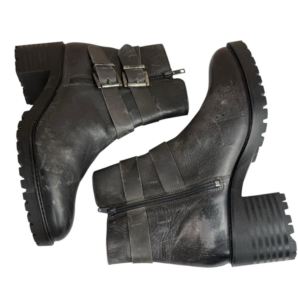 Eric Michael Black Leather Double Buckle Lug Sole Ankle Boots EU 41 - Picture 7 of 15